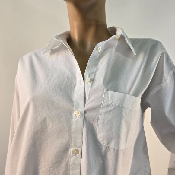 LOFT Petites Oversized White Cotton Button-Down Shirt Sz XSP New With Tags - Picture 2 of 11